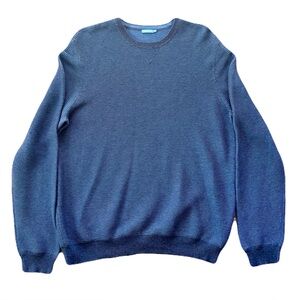 J. McLaughlin Cashmere Blend Blue Textured Stripe Crewneck Sweater, Size L